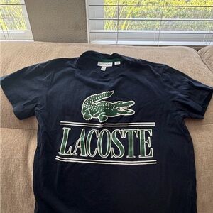 Lacoste Navy Shirt with Green Collar